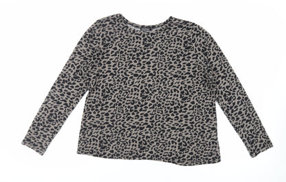 Boohoo Womens Grey Animal Print Polyester Basic T-Shirt Size 12 Round Neck