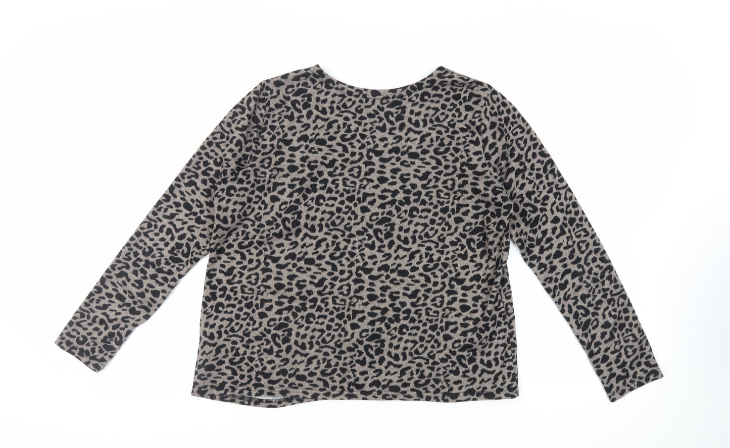 Boohoo Womens Grey Animal Print Polyester Basic T-Shirt Size 12 Round Neck
