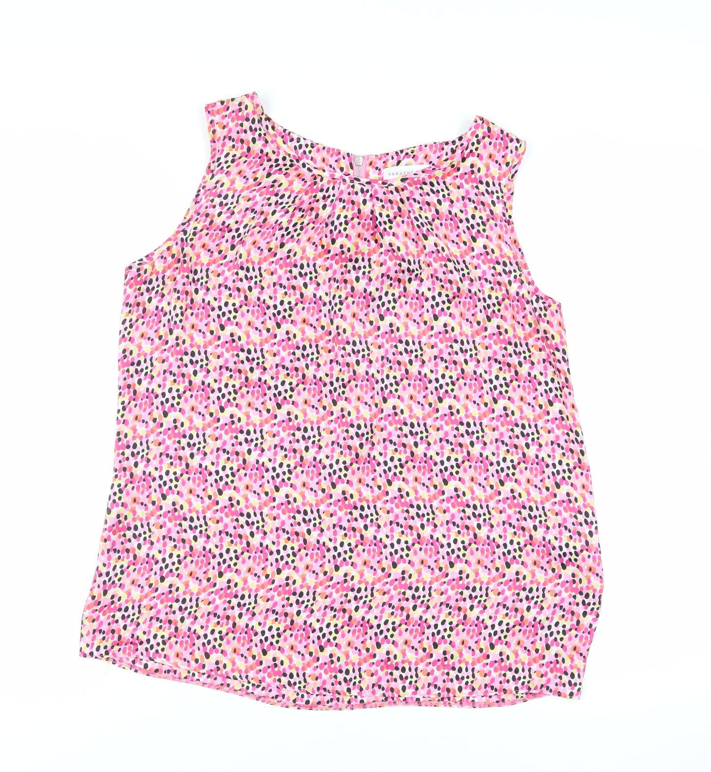 Paraphrase Womens Pink Geometric Polyester Basic Tank Size L Boat Neck