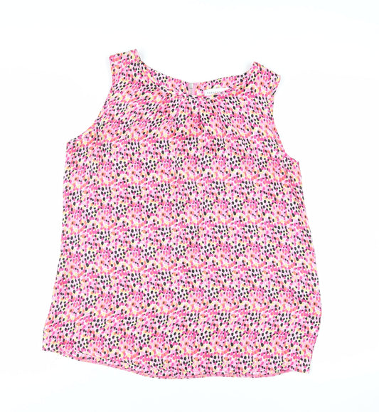 Paraphrase Womens Pink Geometric Polyester Basic Tank Size L Boat Neck