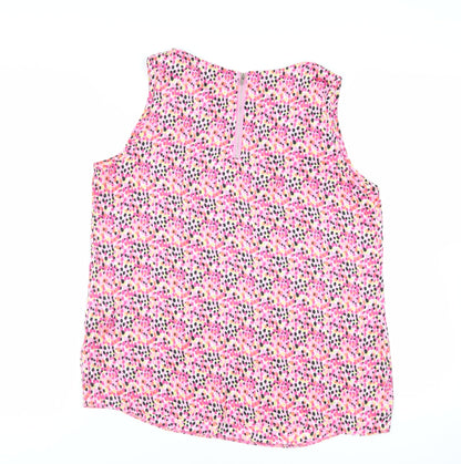 Paraphrase Womens Pink Geometric Polyester Basic Tank Size L Boat Neck