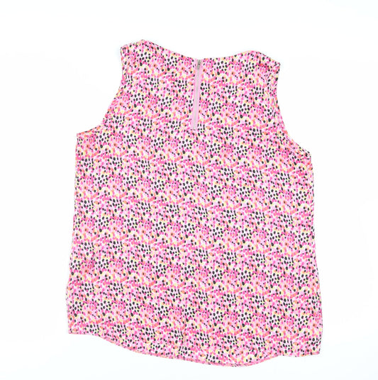 Paraphrase Womens Pink Geometric Polyester Basic Tank Size L Boat Neck