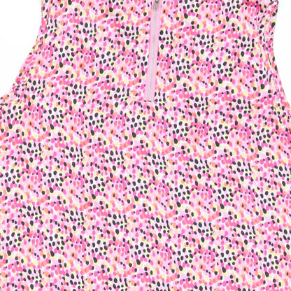 Paraphrase Womens Pink Geometric Polyester Basic Tank Size L Boat Neck