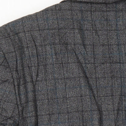 M&S Mens Grey Check Wool Jacket Blazer Size 40 Regular