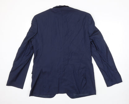 M&S Mens Blue Polyester Jacket Suit Jacket Size 42 Regular