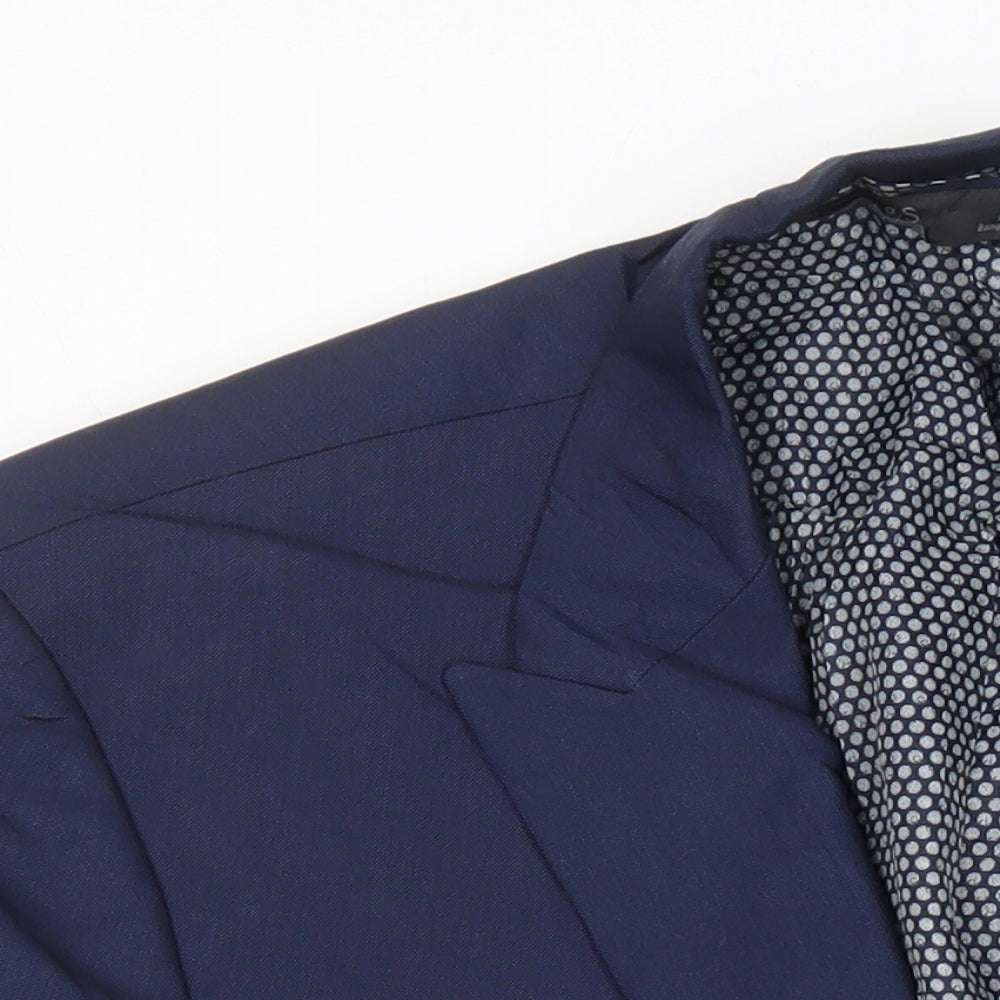 M&S Mens Blue Polyester Jacket Suit Jacket Size 42 Regular