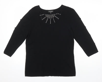 Womens UK Size 14 Femme Black Tunic T-Shirt