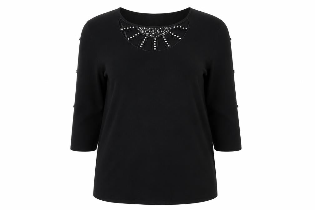 Womens UK Size 14 Femme Black Tunic T-Shirt