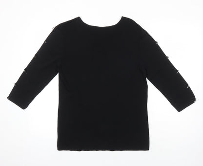 Womens UK Size 14 Femme Black Tunic T-Shirt