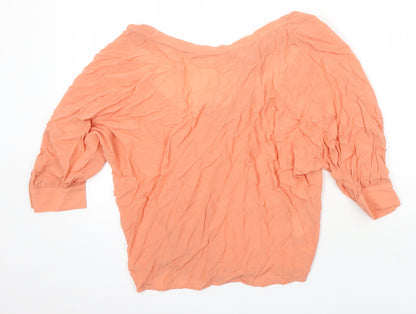 Mexx Womens Orange Viscose Tunic Blouse Size 8 Boat Neck