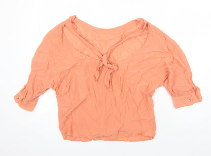 Mexx Womens Orange Viscose Tunic Blouse Size 8 Boat Neck