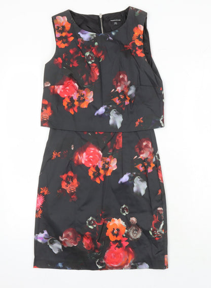 Warehouse Womens Multicoloured Floral Cotton Mini Size 8 Scoop Neck