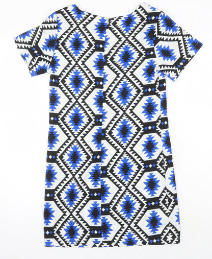 Cameo Rose Womens Multicoloured Geometric Polyester Shift Size 8 Boat Neck