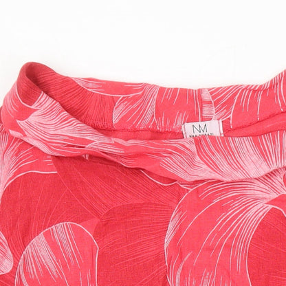Nina Murati Womens Multicoloured Floral Linen Tunic Blouse Size M Boat Neck