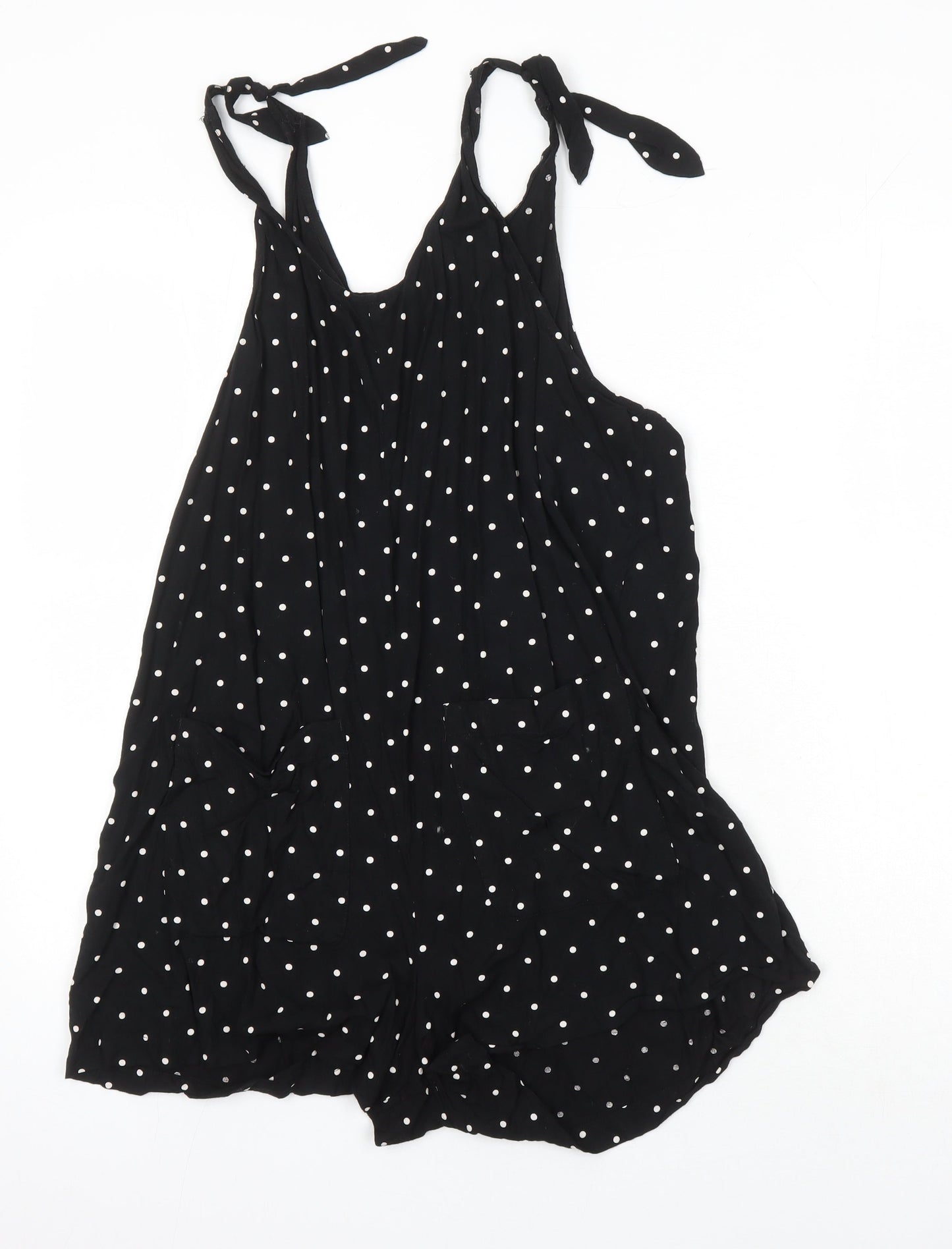 Monkl Womens Black Polka Dot Viscose Playsuit One-Piece Size M - Pockets
