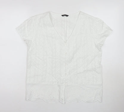 Womens UK Size 12 Roman White Basic Button-Up