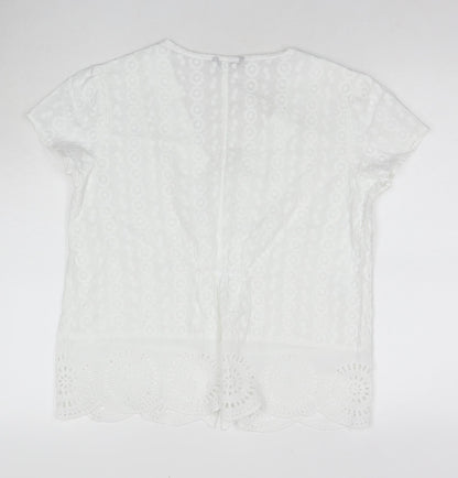 Womens UK Size 12 Roman White Basic Button-Up
