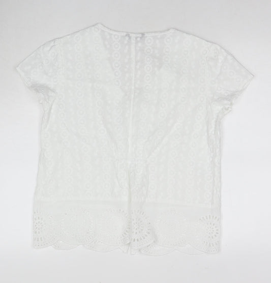 Womens UK Size 12 Roman White Basic Button-Up