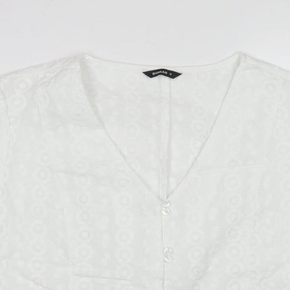 Womens UK Size 12 Roman White Basic Button-Up