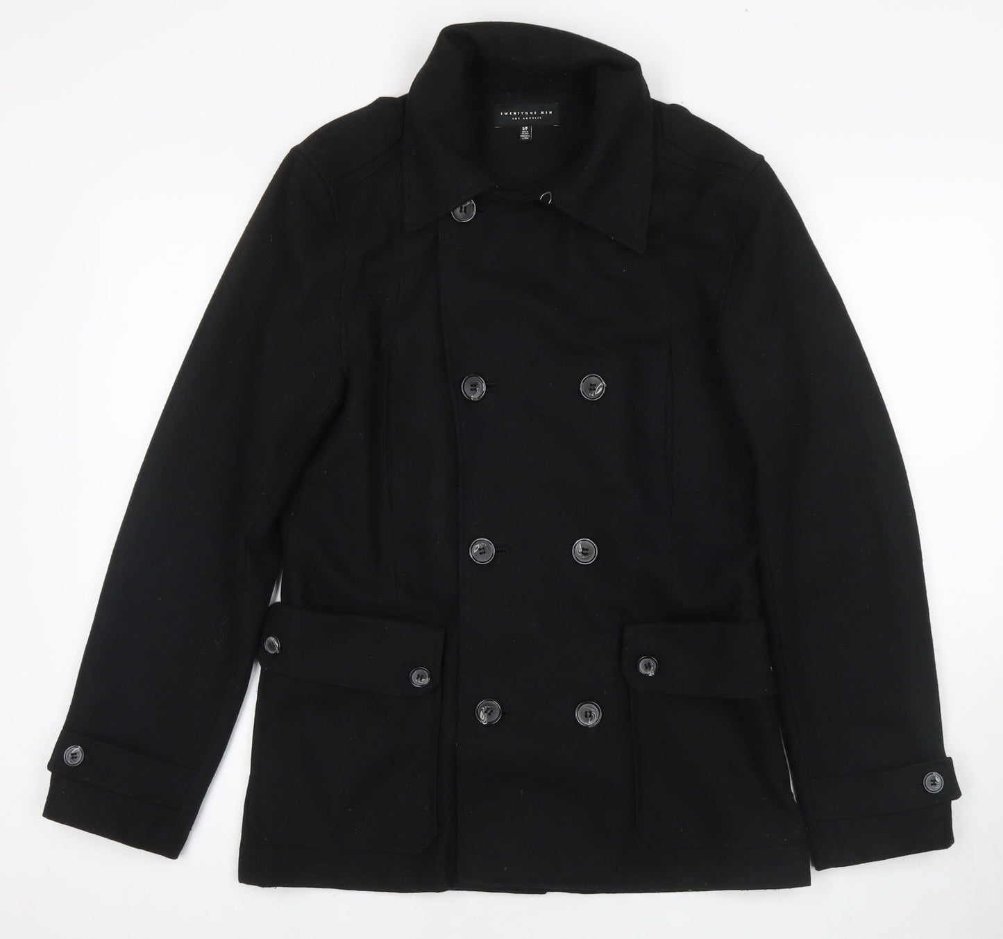 Mens UK Size S Twenty One Black Overcoat