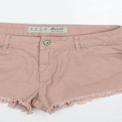 Denim & Co. Womens Beige Cotton Hot Pants Shorts Size 8 L3 in Regular Zip