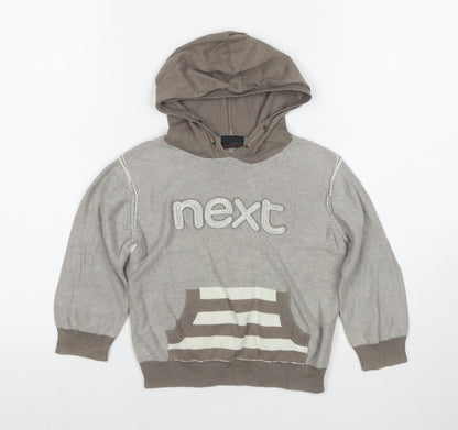 NEXT Boys Brown Cotton Pullover Hoodie Size 2-3 Years Zip - Logo