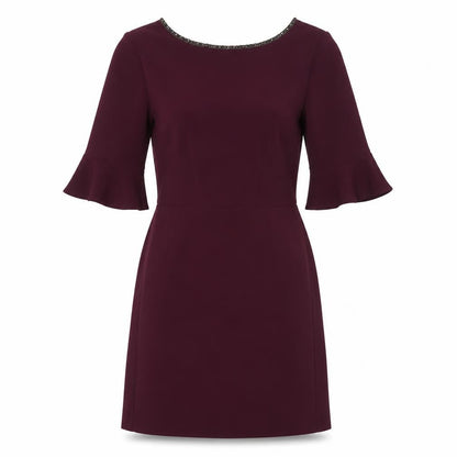 Oasis Womens Red Cotton A-Line Size 10 Boat Neck Zip