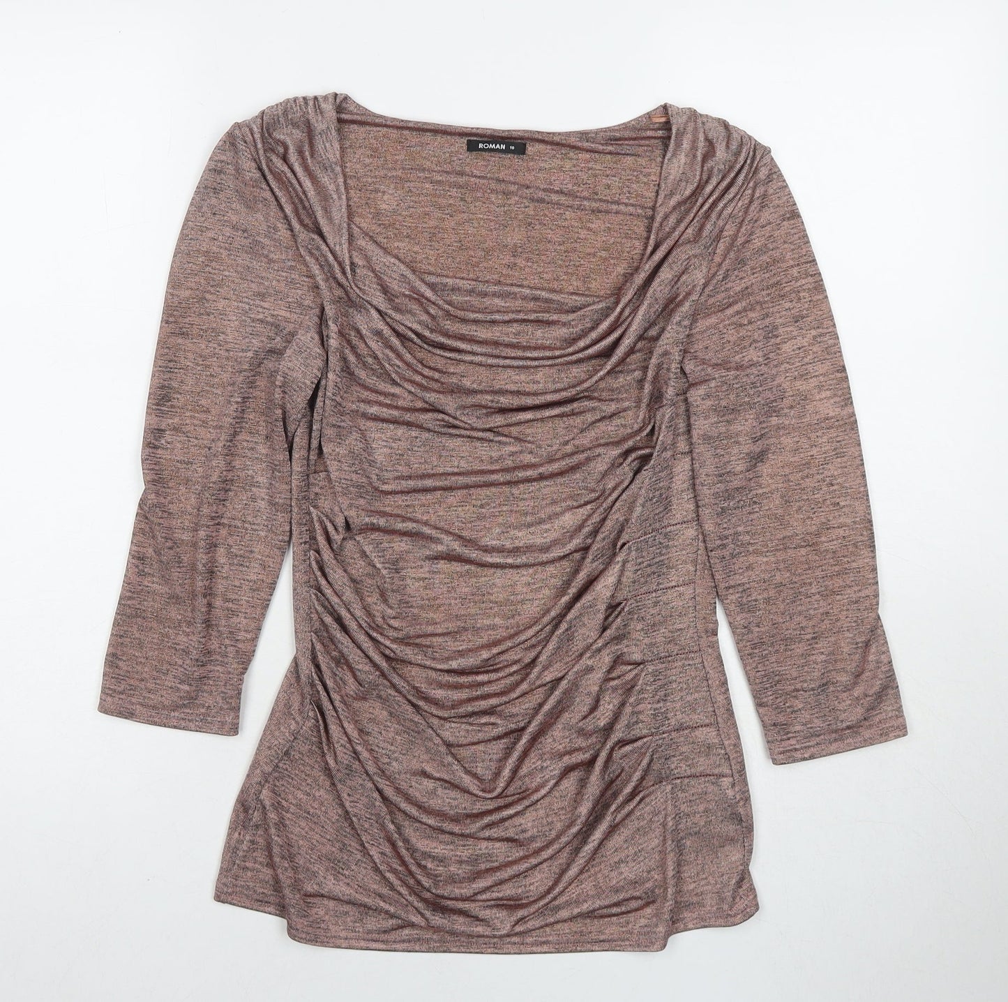 Womens UK Size 10 Roman Beige Basic Blouse