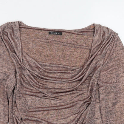 Womens UK Size 10 Roman Beige Basic Blouse