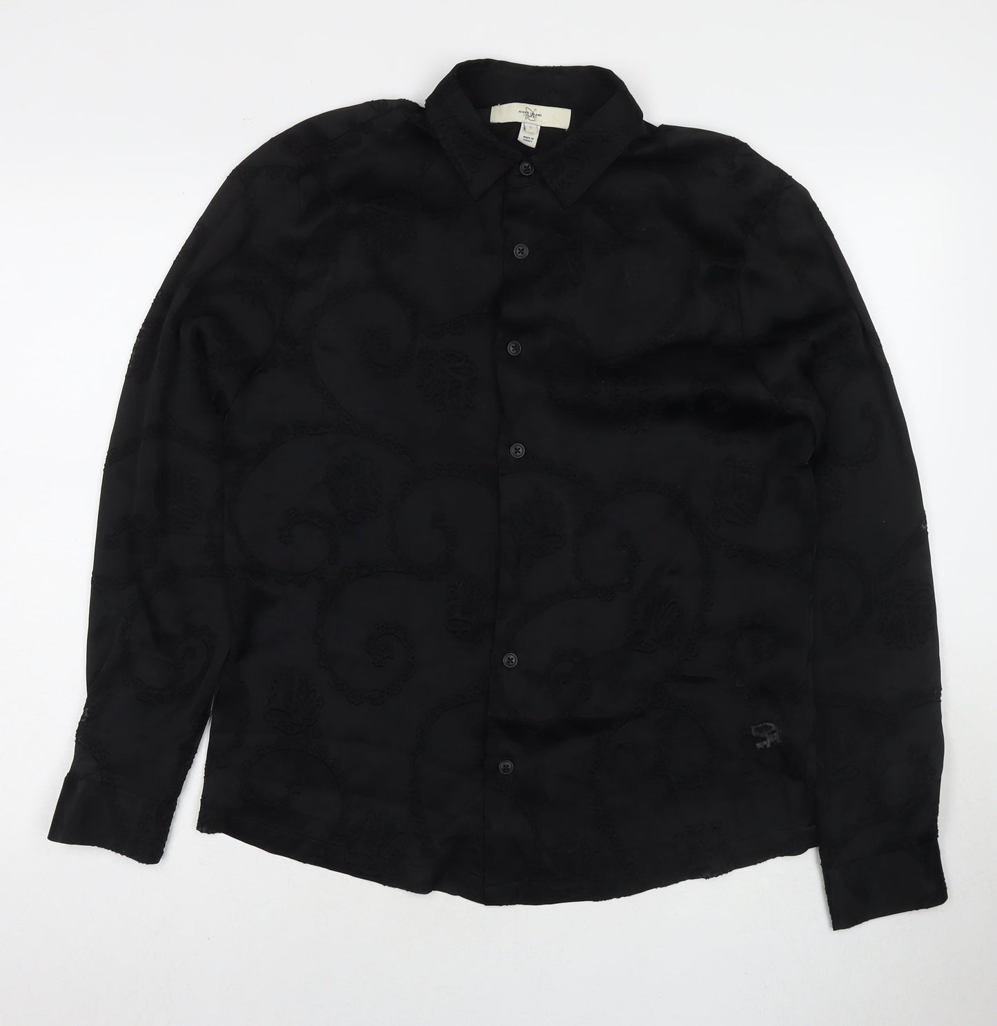 Womens UK Size S River Island Black Basic Button-Up