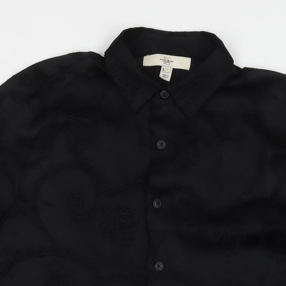 Womens UK Size S River Island Black Basic Button-Up