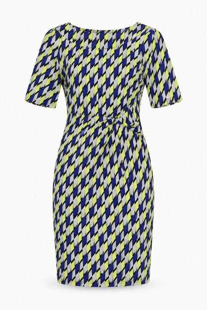 Jolie Moi Womens Multicoloured Geometric Polyester A-Line Size 10 Boat Neck Pullover