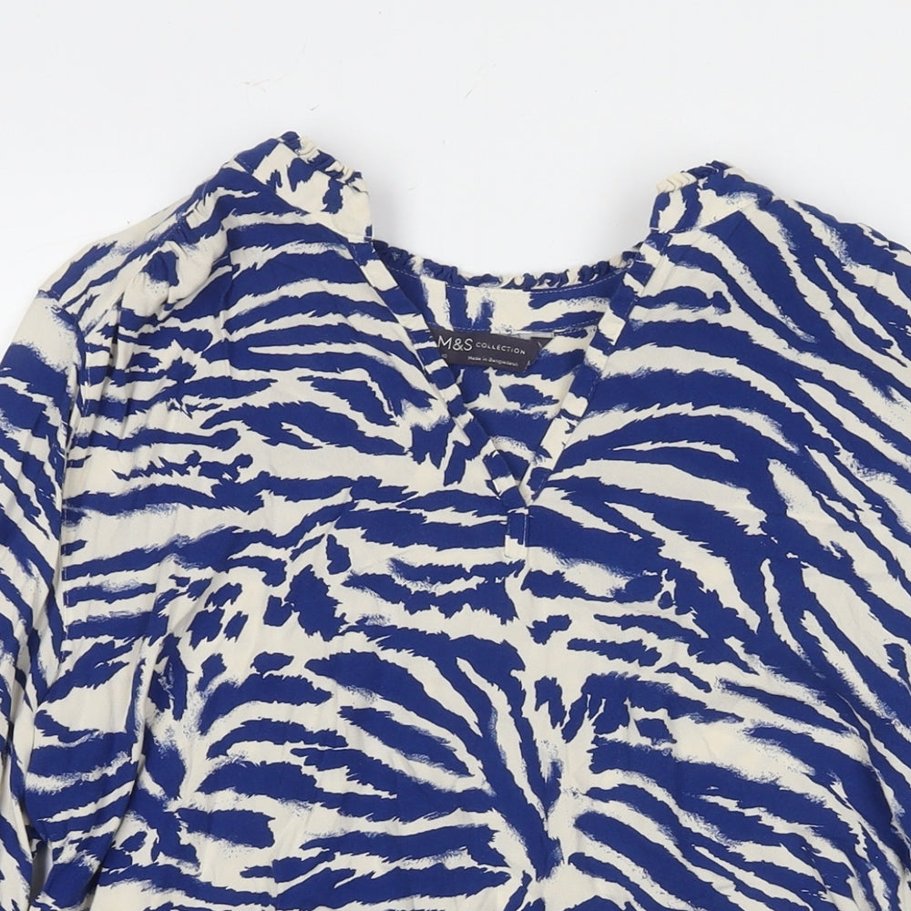 Womens UK Size 10 Marks and Spencer Blue Basic Blouse