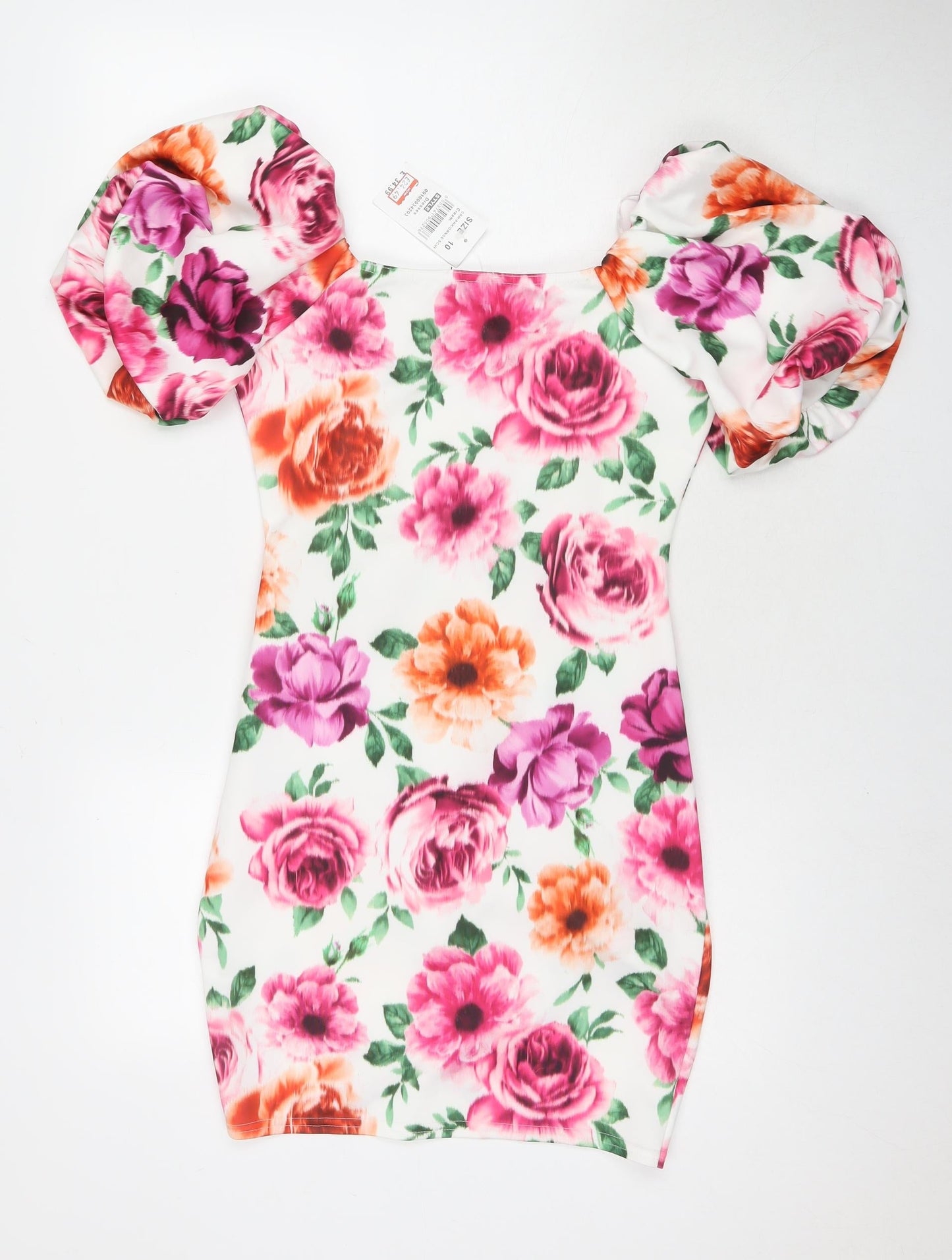 Quiz Womens Multicoloured Floral Polyester A-Line Size 10 Square Neck Pullover
