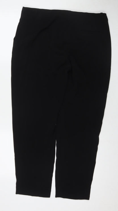 Autograph Womens Black Polyester Trousers Size 14 L27 in Regular Zip