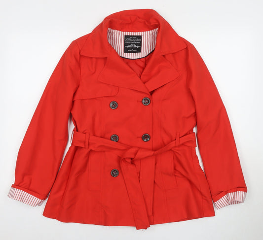 Atmosphere Womens Red Pea Coat Coat Size 12 Button