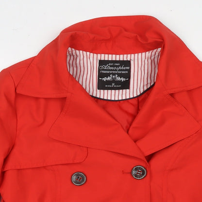 Atmosphere Womens Red Pea Coat Coat Size 12 Button