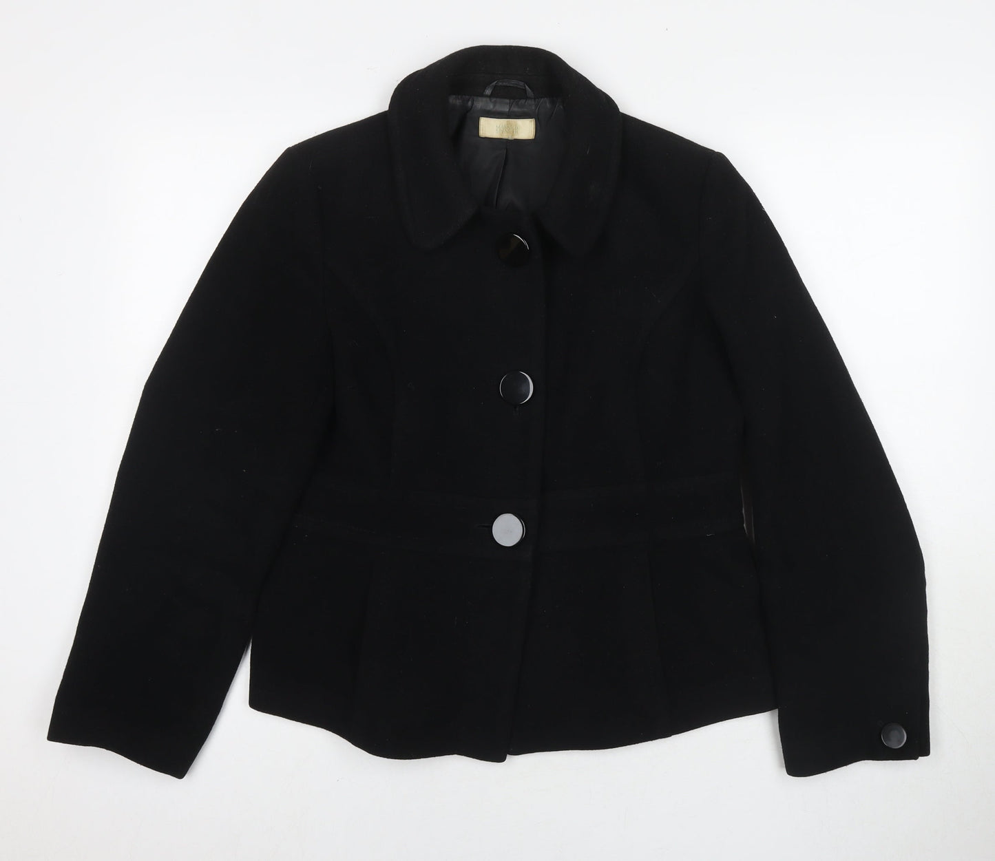 Womens UK Size 14 Marks and Spencer Black Pea Coat