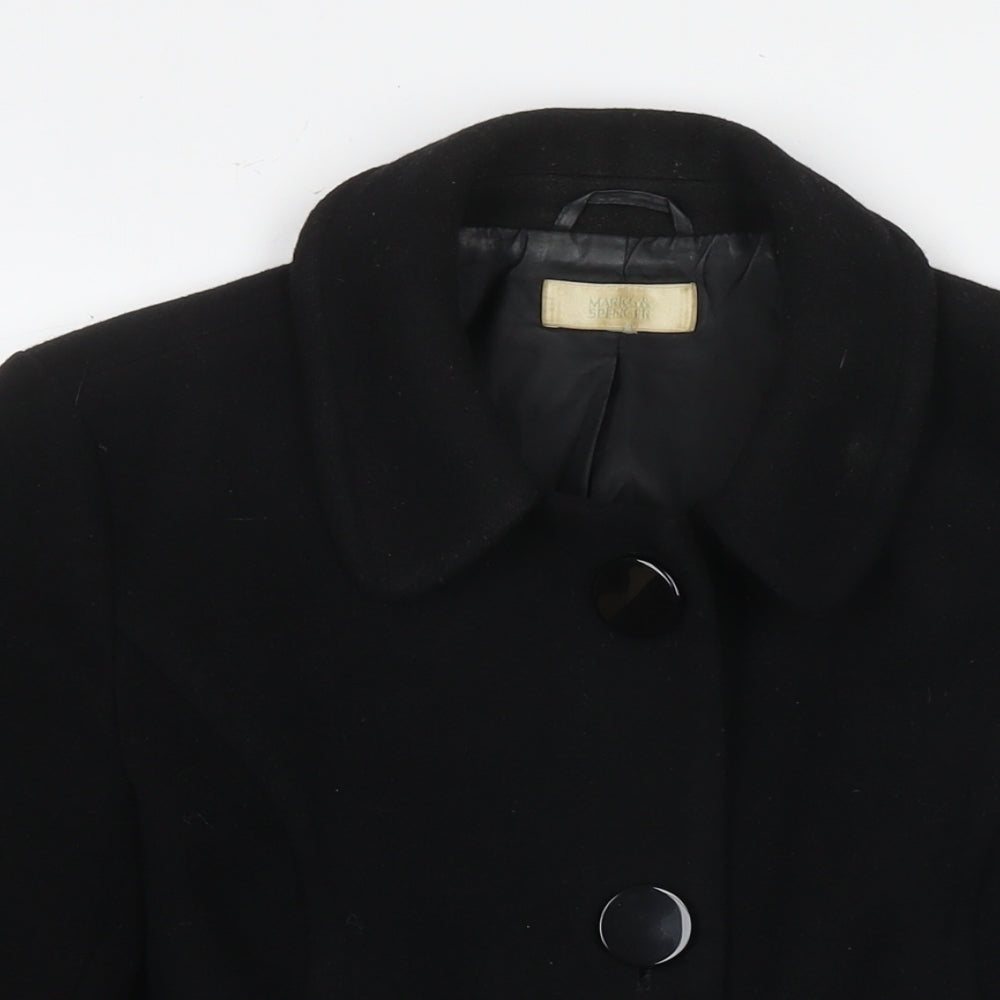 Womens UK Size 14 Marks and Spencer Black Pea Coat