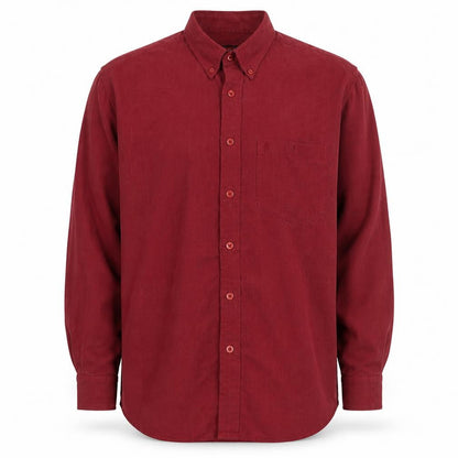 Zacheus Mens Red Polyamide Button-Up Size L Collared Button
