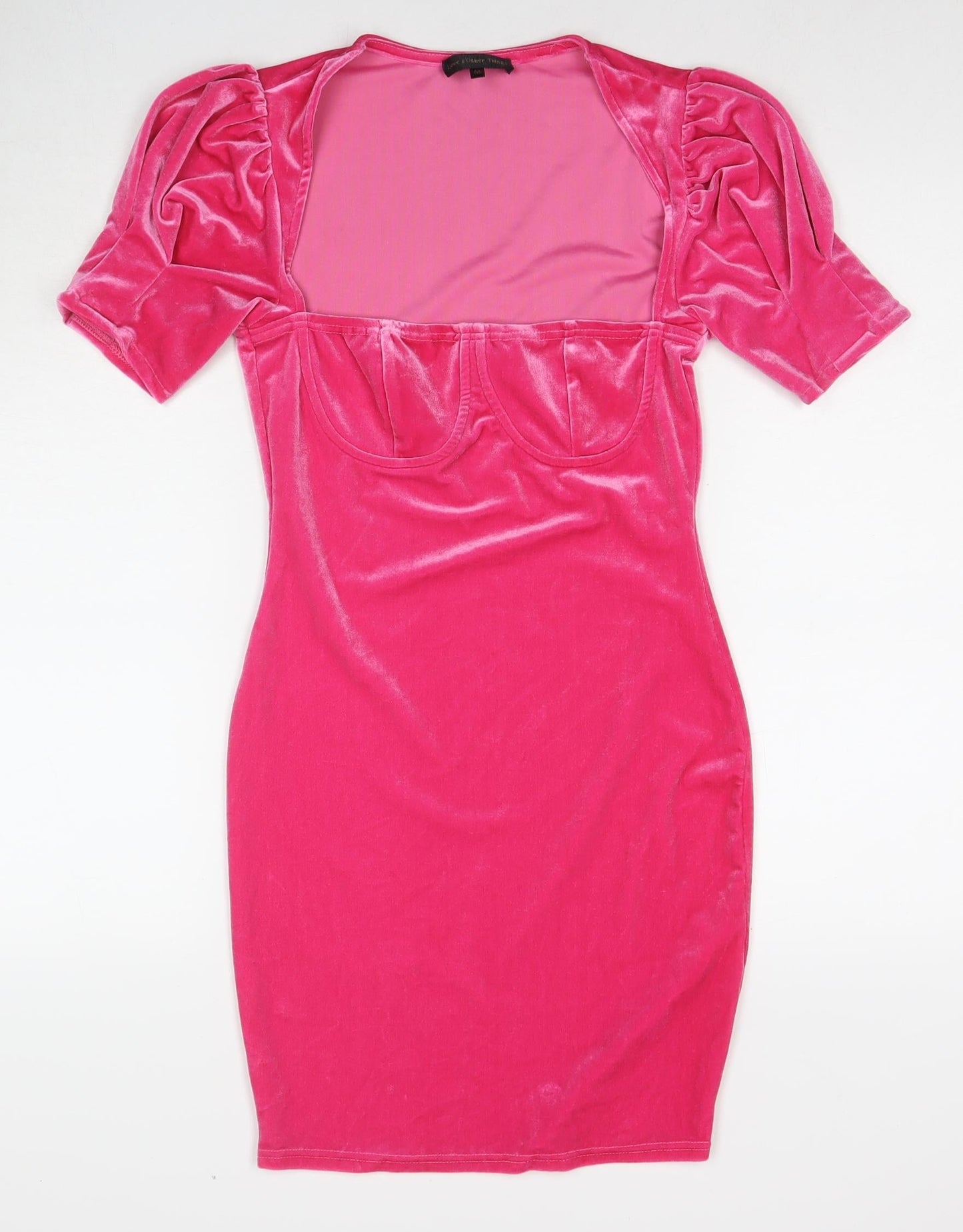 Love & Other Things Womens Pink Polyester A-Line Size M Square Neck Pullover