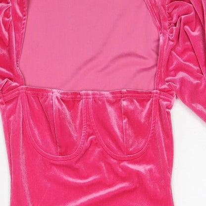 Love & Other Things Womens Pink Polyester A-Line Size M Square Neck Pullover