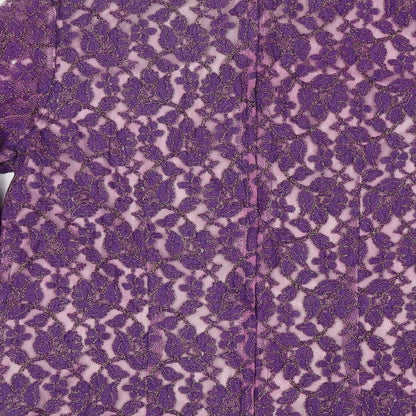 Divided by H&M Womens Purple Floral Polyester Tunic Blouse Size 14 Round Neck - Glitter Detail