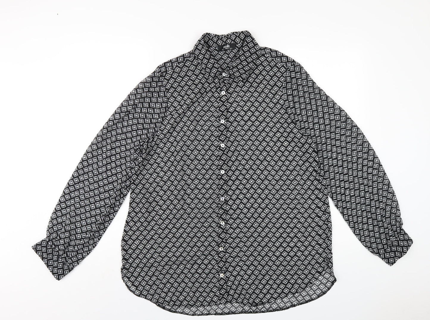 Womens UK Size 14 Wallis Black Basic Button-Up