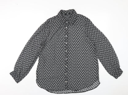 Womens UK Size 14 Wallis Black Basic Button-Up