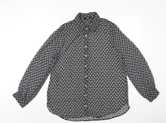 Womens UK Size 14 Wallis Black Basic Button-Up