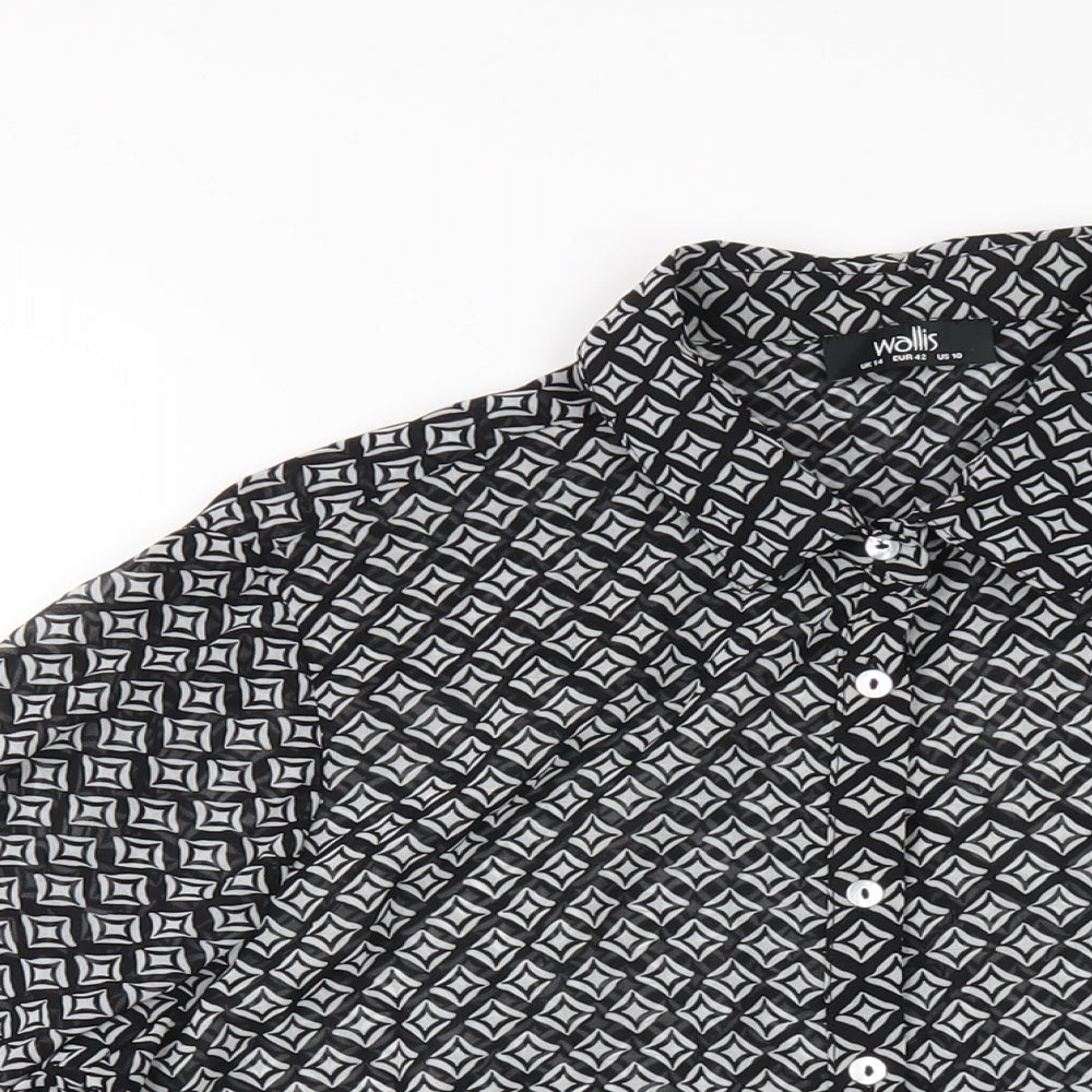 Womens UK Size 14 Wallis Black Basic Button-Up