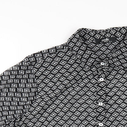 Womens UK Size 14 Wallis Black Basic Button-Up