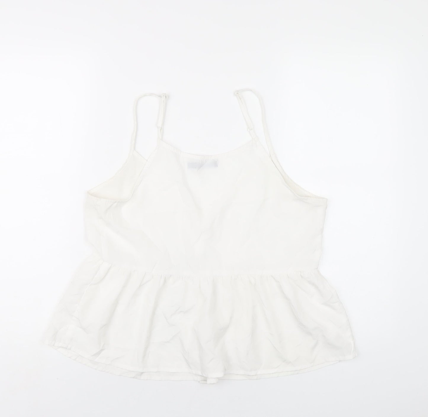 Boohoo Womens White Polyester Camisole T-Shirt Size 14 V-Neck