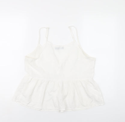 Boohoo Womens White Polyester Camisole T-Shirt Size 14 V-Neck
